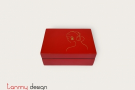 Rectangular business card lacquer box engraved with the girl